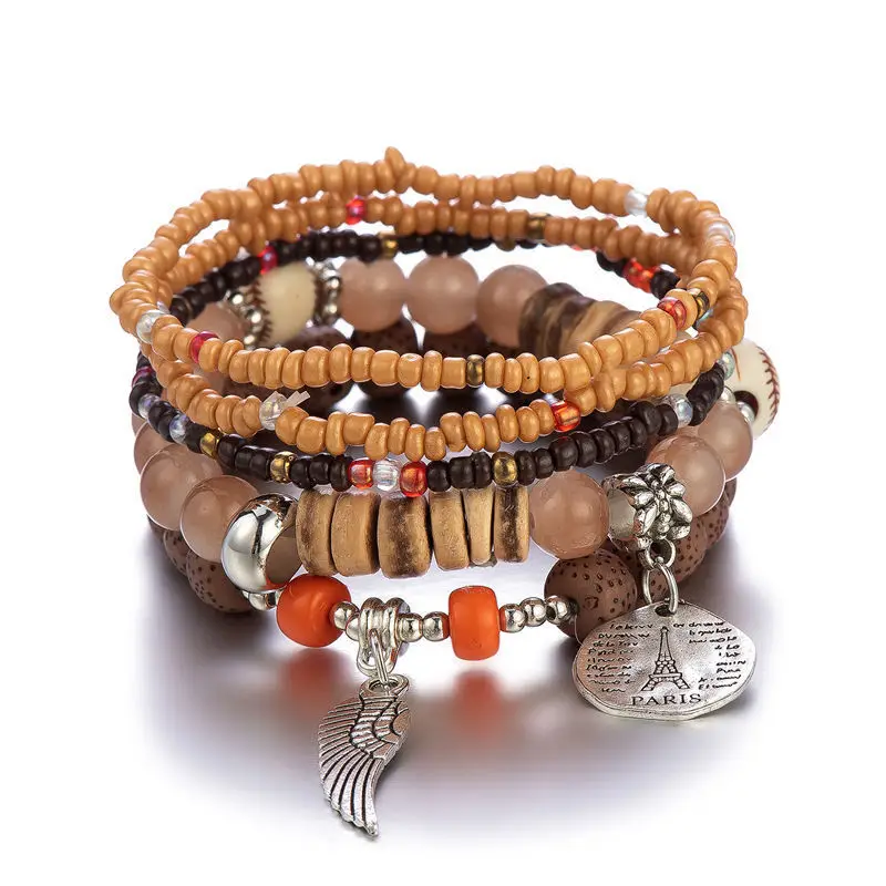 Multi-layer Ethnic Bracelet with Eiffel Tower Charm for Women - Image 3