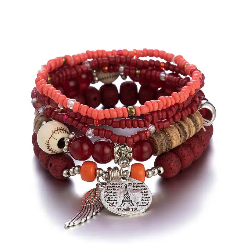 Multi-layer Ethnic Bracelet with Eiffel Tower Charm for Women - Image 4