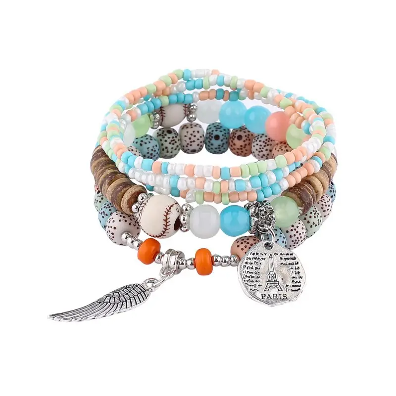 Multi-layer Ethnic Bracelet with Eiffel Tower Charm for Women - Image 9