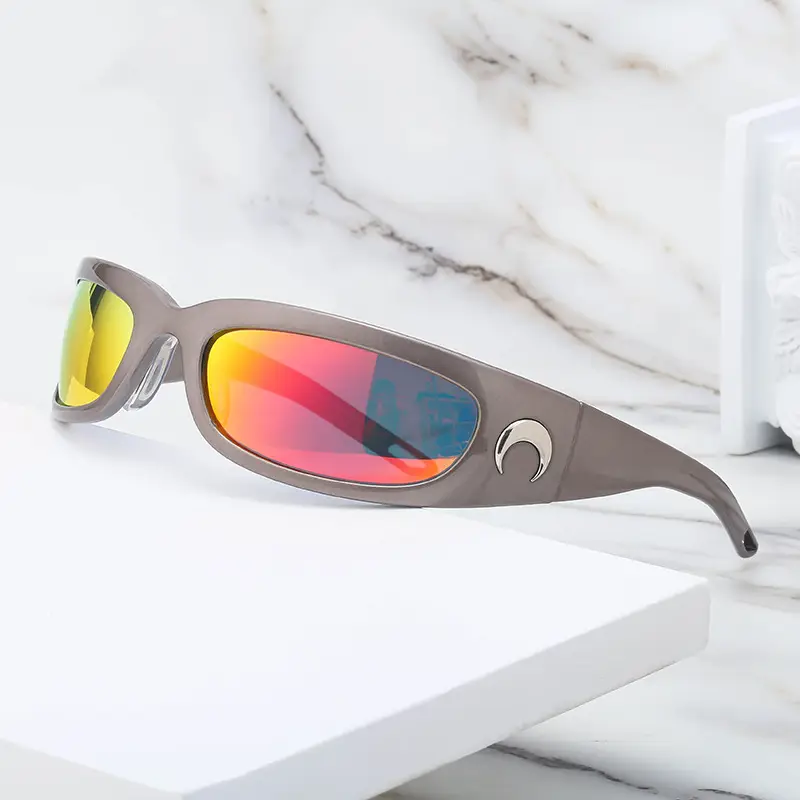 Men Steampunk Sunglasses Yellow Red Mirror - Image 8