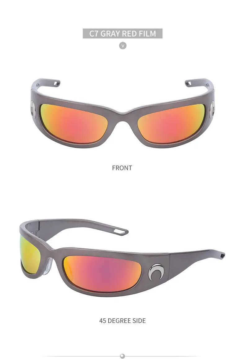 Men Steampunk Sunglasses Yellow Red Mirror — feature 43