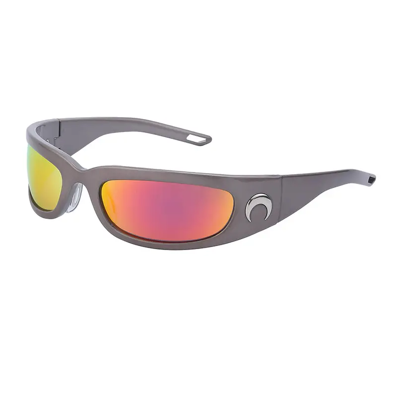 Men Steampunk Sunglasses Yellow Red Mirror - Image 4