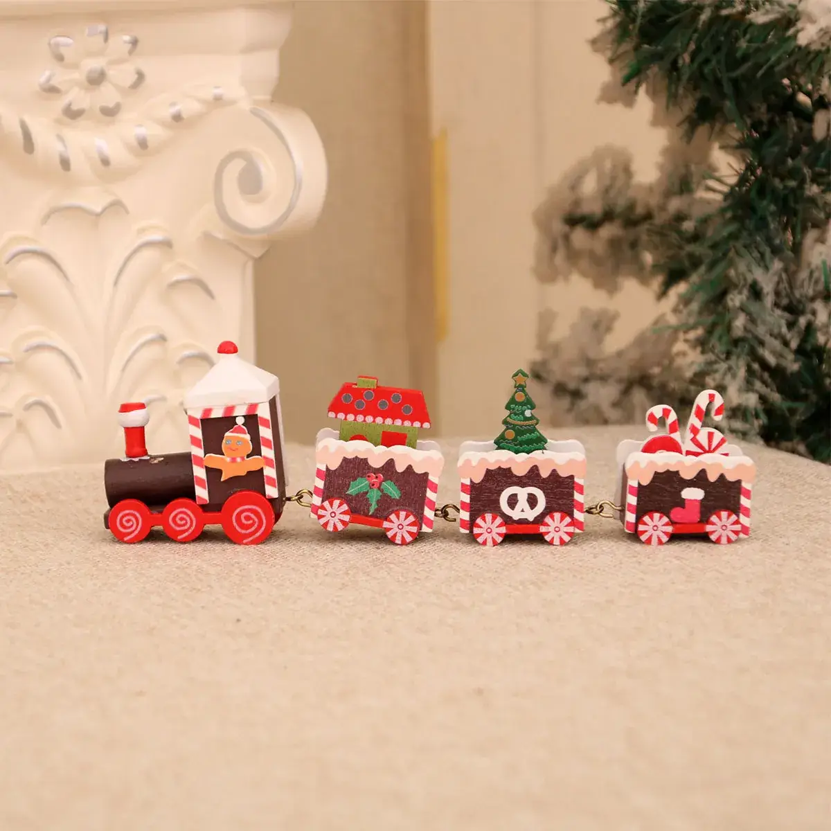 Christmas Wooden Train Decor for Home Window