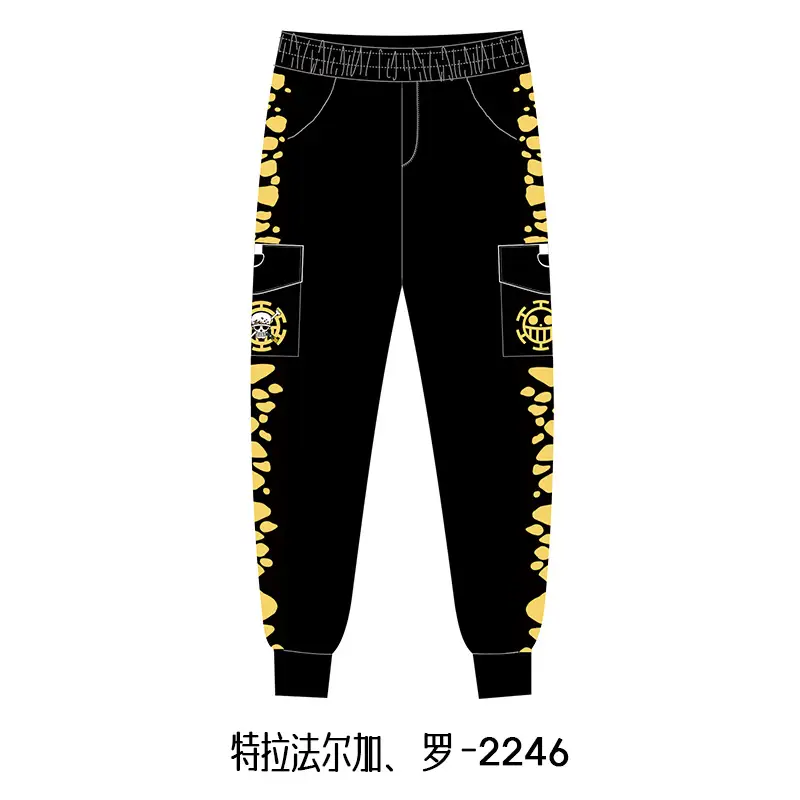 Luffy One Piece Animation Trousers Black with Pocket Design - Image 4