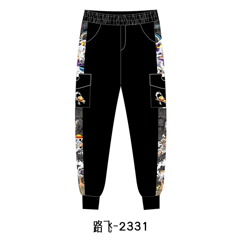 Luffy One Piece Animation Trousers Black with Pocket Design - Image 8