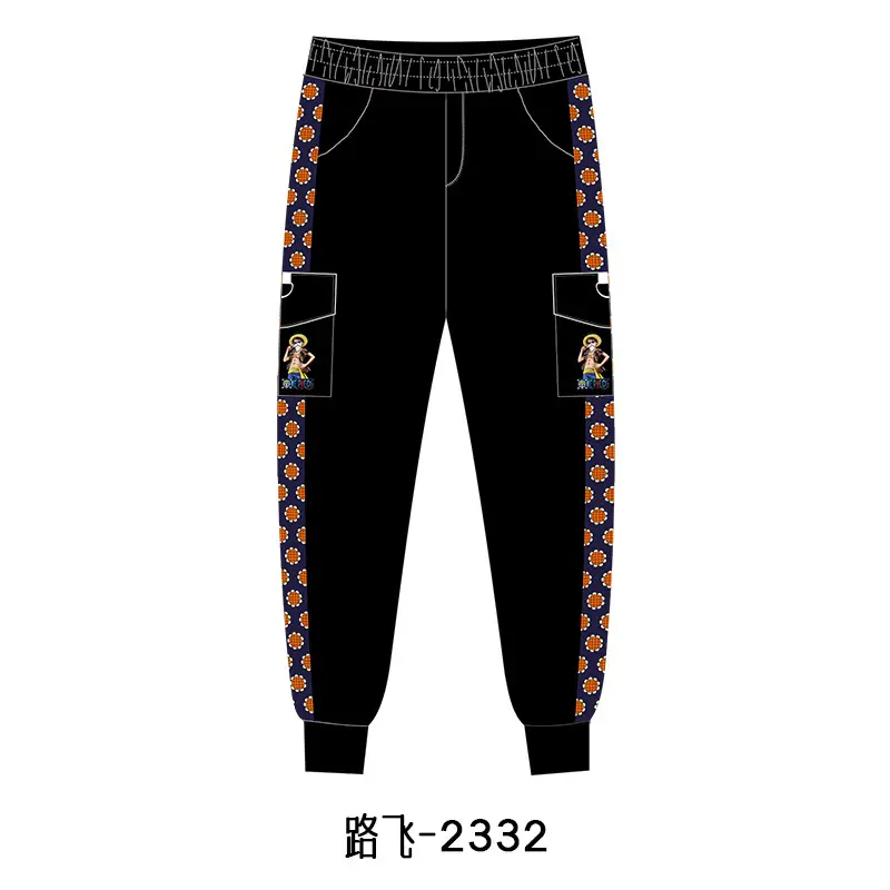 Luffy One Piece Animation Trousers Black with Pocket Design - Image 9