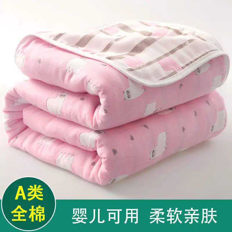 Pink Cotton Gauze Quilt for Baby & Stroller - Image 14
