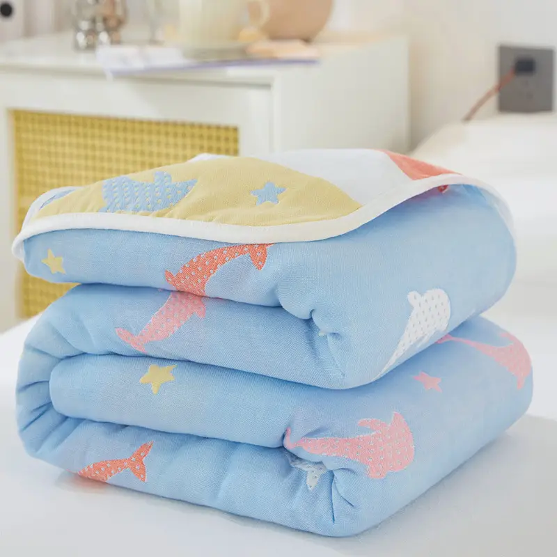 Pink Cotton Gauze Quilt for Baby & Stroller - Image 25