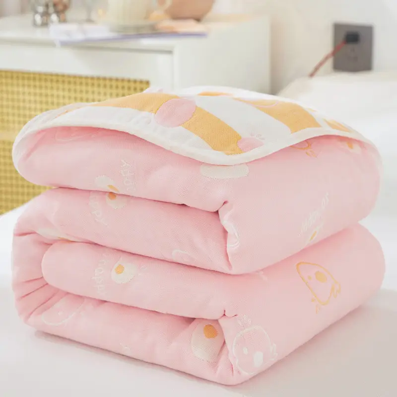 Pink Cotton Gauze Quilt for Baby & Stroller - Image 27