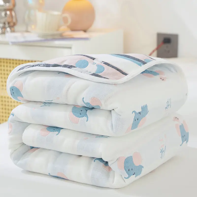 Pink Cotton Gauze Quilt for Baby & Stroller - Image 29