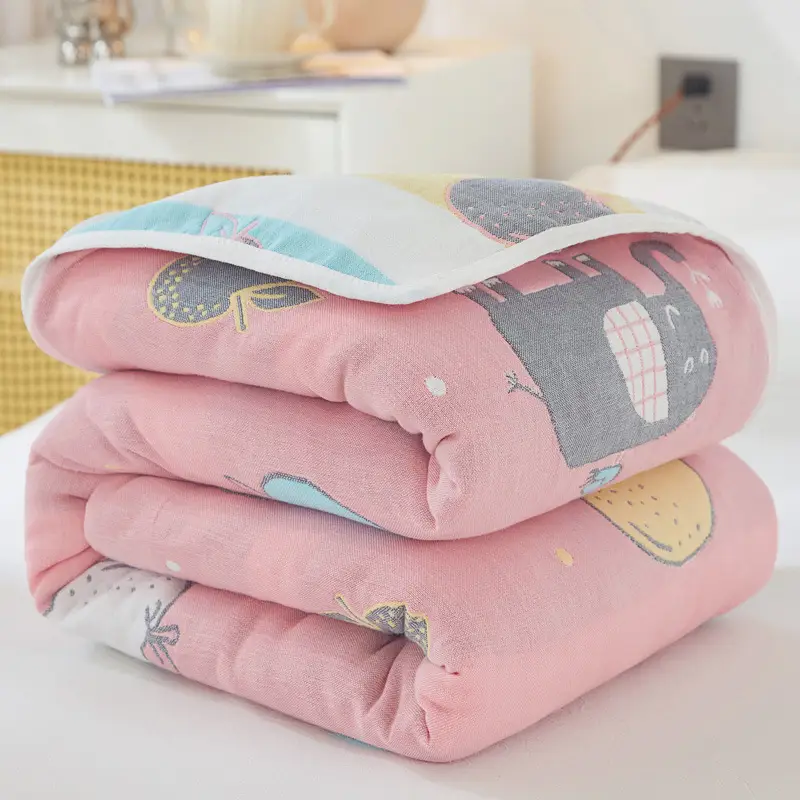 Pink Cotton Gauze Quilt for Baby & Stroller - Image 30