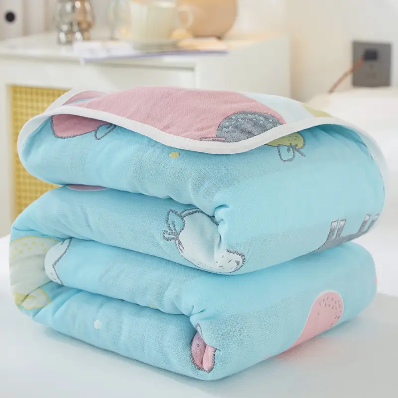 Pink Cotton Gauze Quilt for Baby & Stroller - Image 31