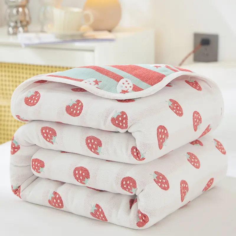 Pink Cotton Gauze Quilt for Baby & Stroller - Image 34