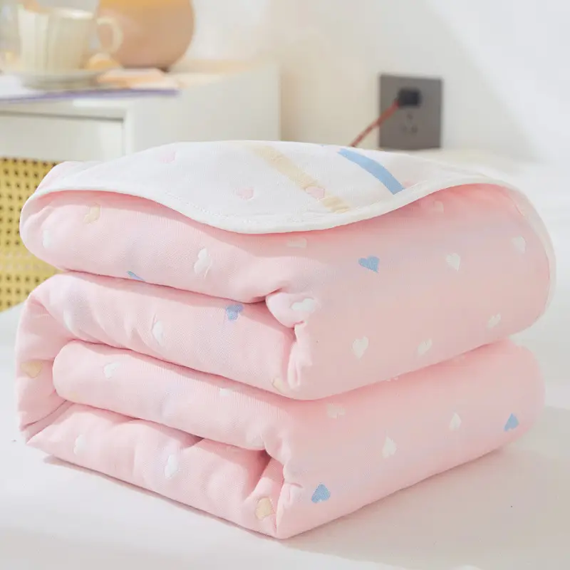 Pink Cotton Gauze Quilt for Baby & Stroller - Image 38