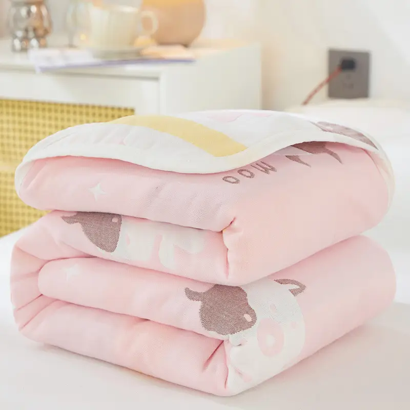 Pink Cotton Gauze Quilt for Baby & Stroller - Image 40