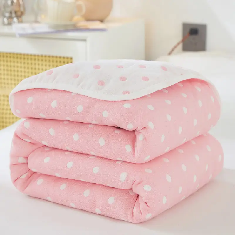 Pink Cotton Gauze Quilt for Baby & Stroller - Image 44