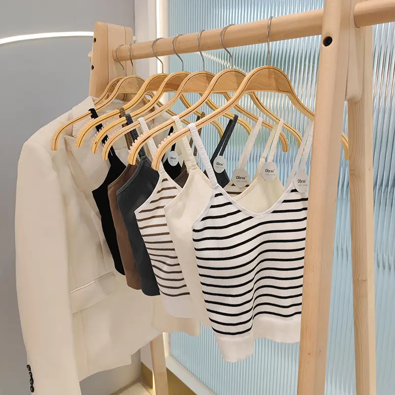 Women's Cream Knitted Striped Camisole Summer Top - Image 8