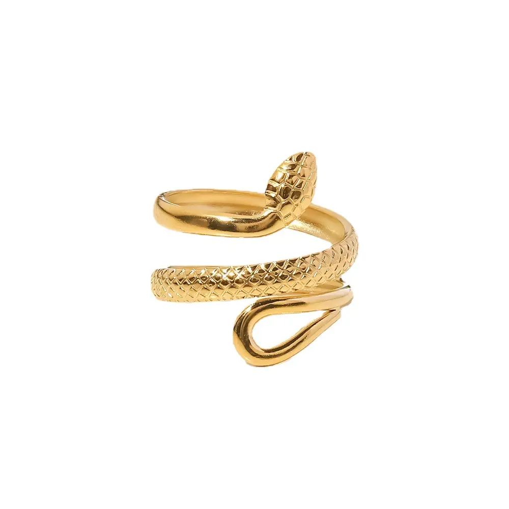 18K Gold Plated Snake Ring Women Adjustable 21cm