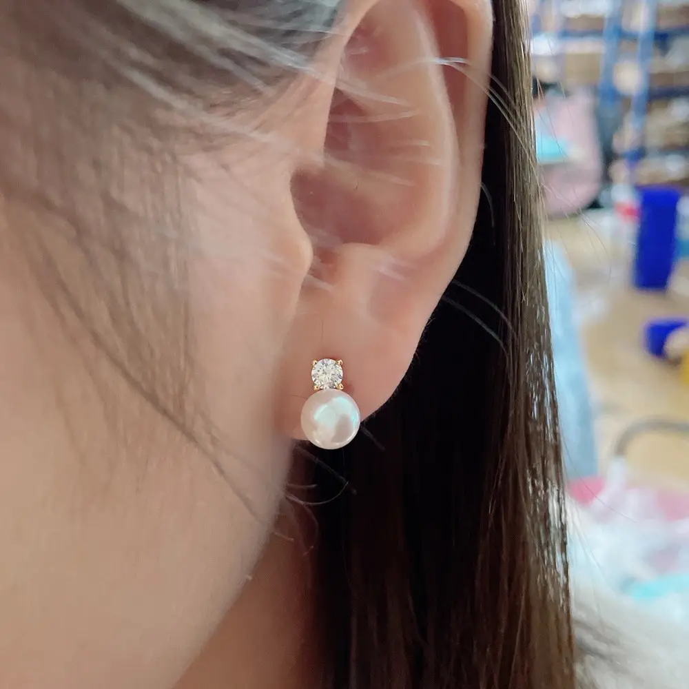 Princess Pearl Earrings for Women 925 Silver