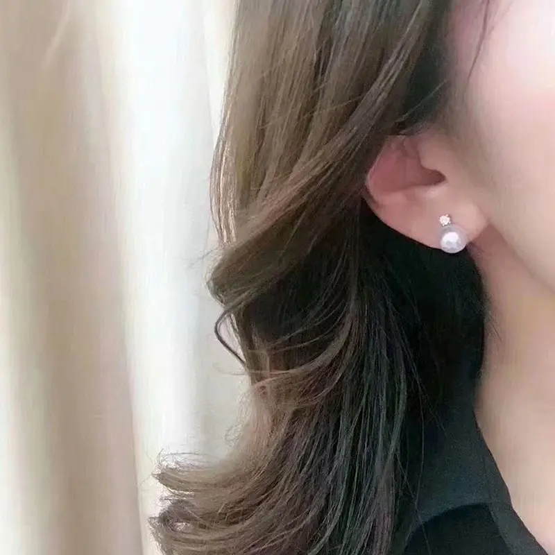复古典雅王妃款天然淡水珍珠耳钉单钻镶嵌s925银针