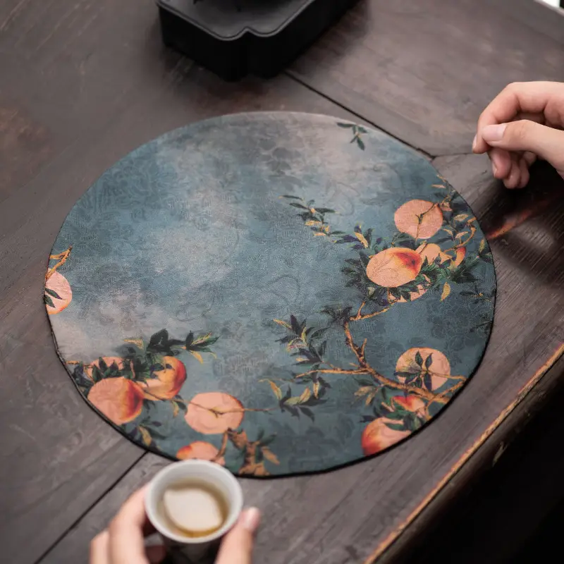 Double-Sided Zen Tea Mat with Floral Design - Image 18