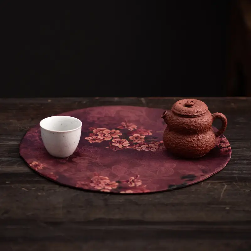 Double-Sided Zen Tea Mat with Floral Design - Image 19