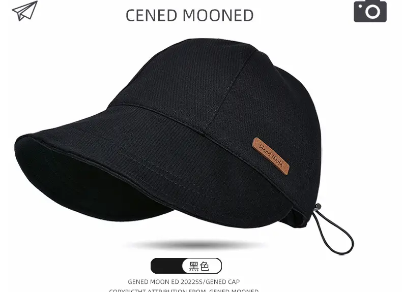 Beige Wide-Brimmed Baseball Cap for Women with Drawstrings — feature 14