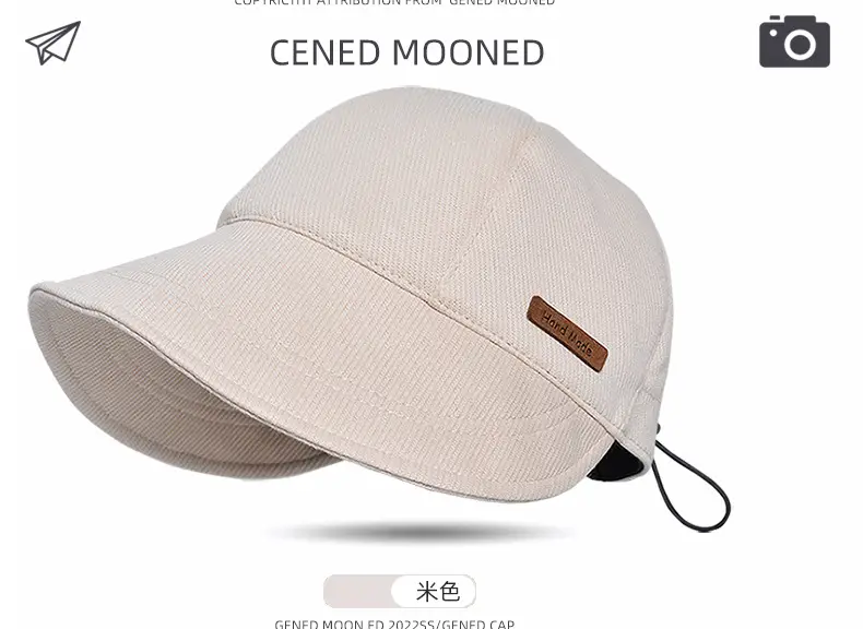 Beige Wide-Brimmed Baseball Cap for Women with Drawstrings — feature 15