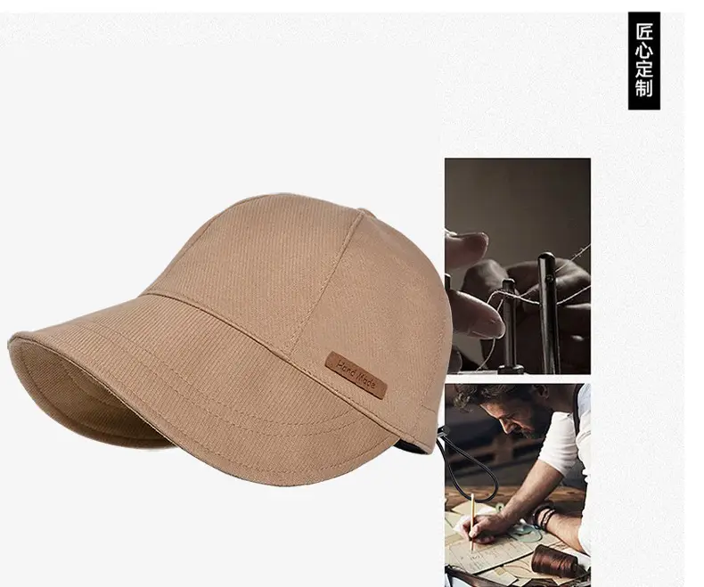 Beige Wide-Brimmed Baseball Cap for Women with Drawstrings — feature 3