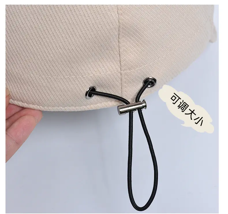 Beige Wide-Brimmed Baseball Cap for Women with Drawstrings — feature 9