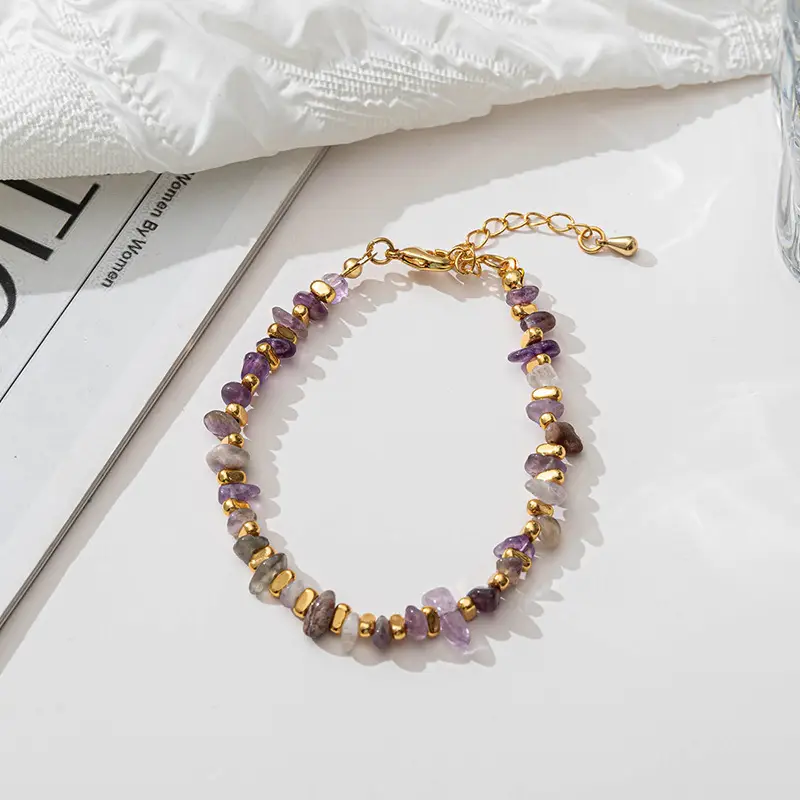 Factory Wholesale European & American Retro Stone Chain Bracelet - Image 7