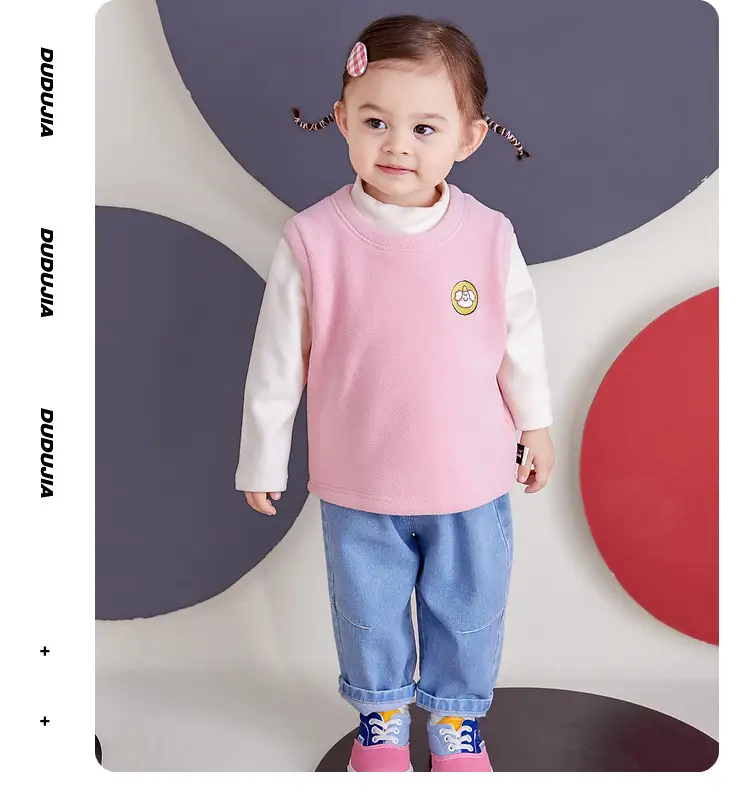 Baby Ollie Fleece Vest Navy Blue Spring Top — feature 38