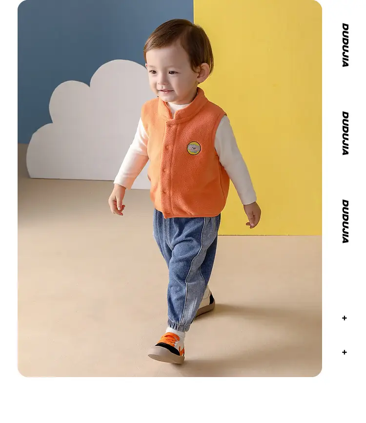 Baby Ollie Fleece Vest Navy Blue Spring Top — feature 43