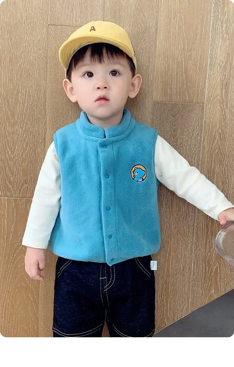 Baby Ollie Fleece Vest Navy Blue Spring Top — feature 45
