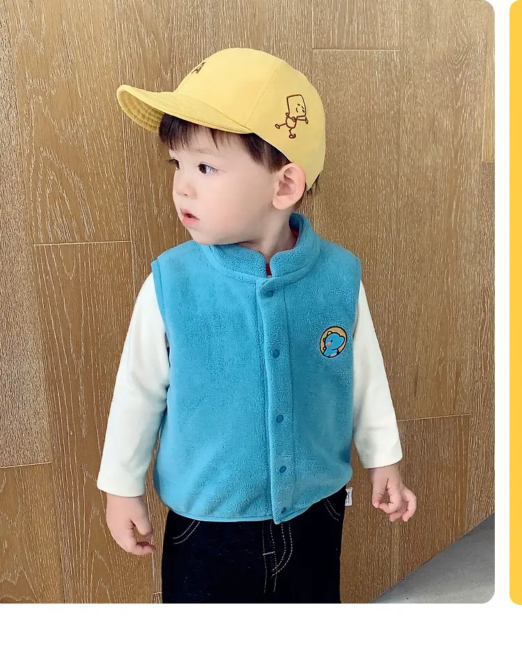 Baby Ollie Fleece Vest Navy Blue Spring Top — feature 46