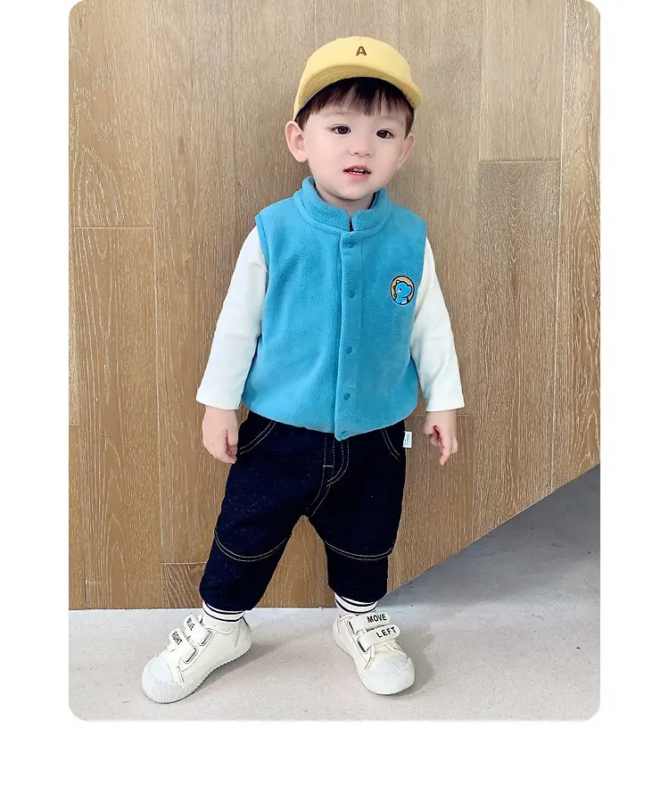 Baby Ollie Fleece Vest Navy Blue Spring Top — feature 47