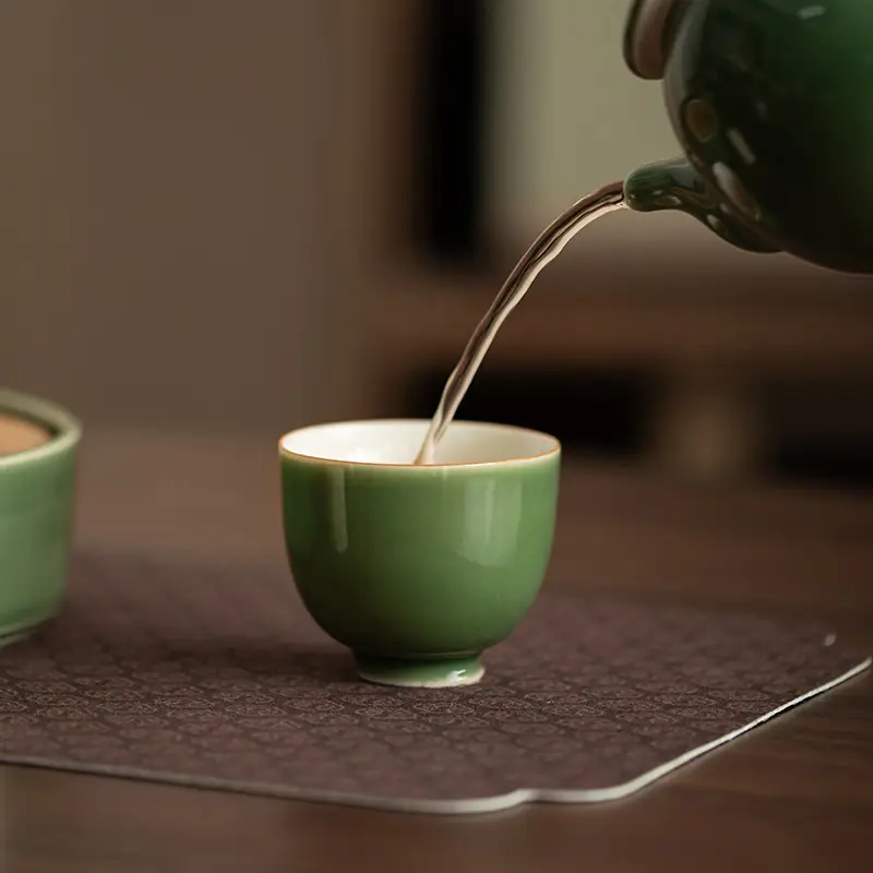 Green Glass Tea Cup Japanese Style Handmade Ceramic Kung Fu Tea Set - Image 7