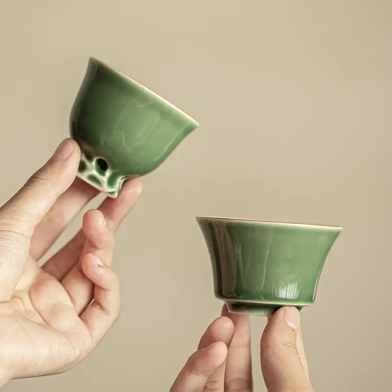 Green Glass Tea Cup Japanese Style Handmade Ceramic Kung Fu Tea Set - Image 8