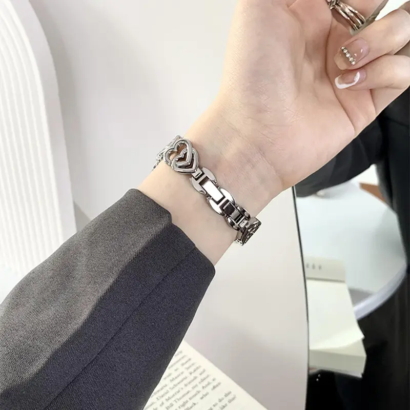 Gold Heart Diamond Watch Strap for Women