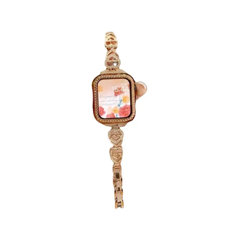 Gold Heart Diamond Watch Strap for Women