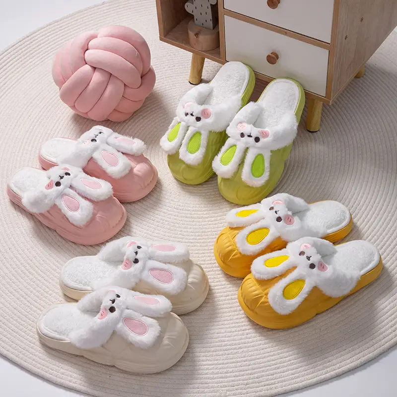 New cotton slippers women's home cartoon cute rabbit shoes non-slip warm home moon shoes detachable thick-soled cotton - Image 7