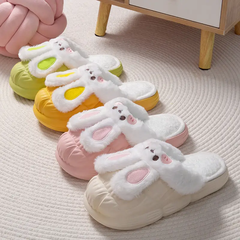 New cotton slippers women's home cartoon cute rabbit shoes non-slip warm home moon shoes detachable thick-soled cotton - Image 8