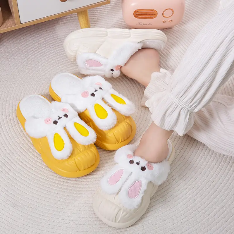 New cotton slippers women's home cartoon cute rabbit shoes non-slip warm home moon shoes detachable thick-soled cotton - Image 9