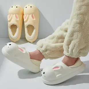 New cotton slippers women's home cartoon cute rabbit shoes non-slip warm home moon shoes detachable thick-soled cotton — feature 31