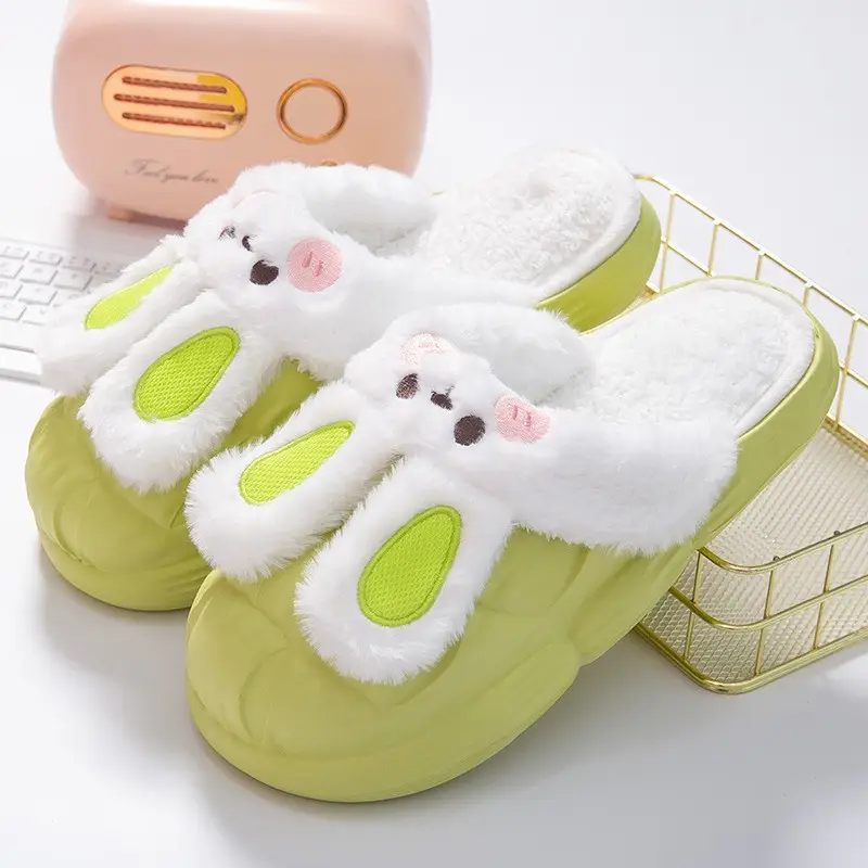 New cotton slippers women's home cartoon cute rabbit shoes non-slip warm home moon shoes detachable thick-soled cotton - Image 4