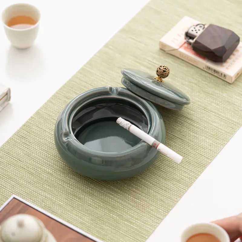 Chinese Style Ceramic Ashtray 389ml Light Gray - Image 15