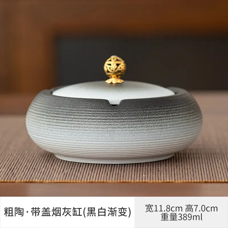 Chinese Style Ceramic Ashtray 389ml Light Gray - Image 13