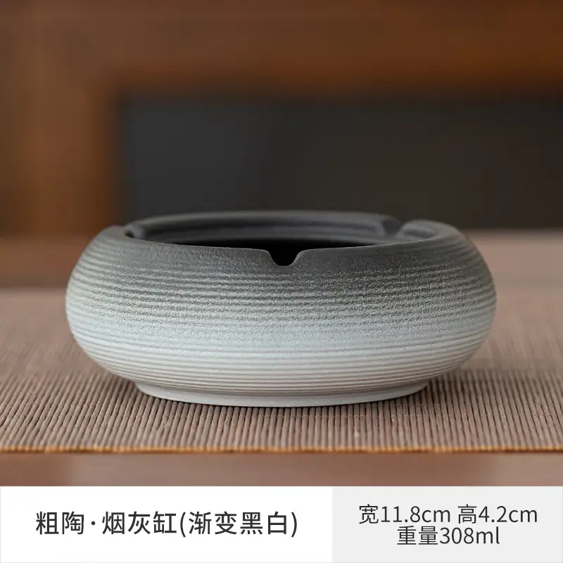 Chinese Style Ceramic Ashtray 389ml Light Gray - Image 9