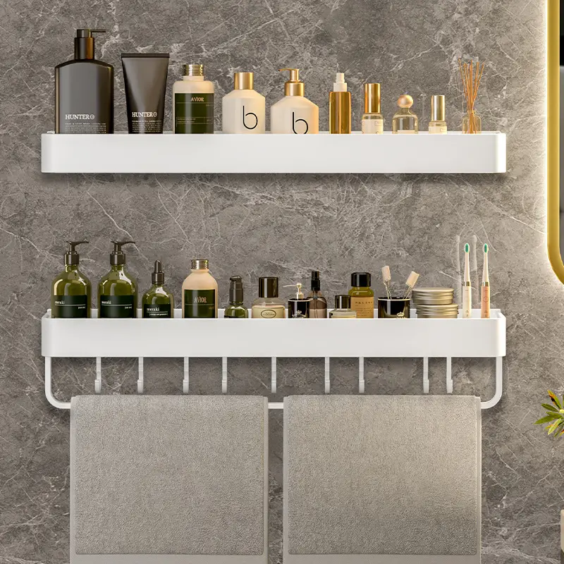 Wall Hanging Towel Rack 30cm Aluminum White No Punching - Image 14