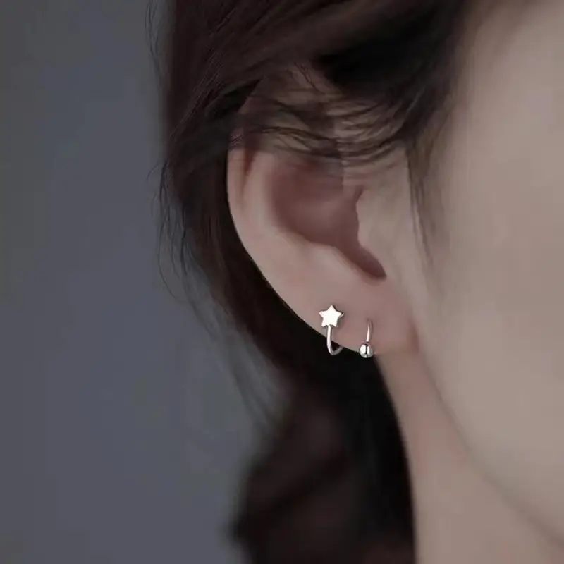 S925 Sterling Silver Heart Star Stud Earrings - Image 7